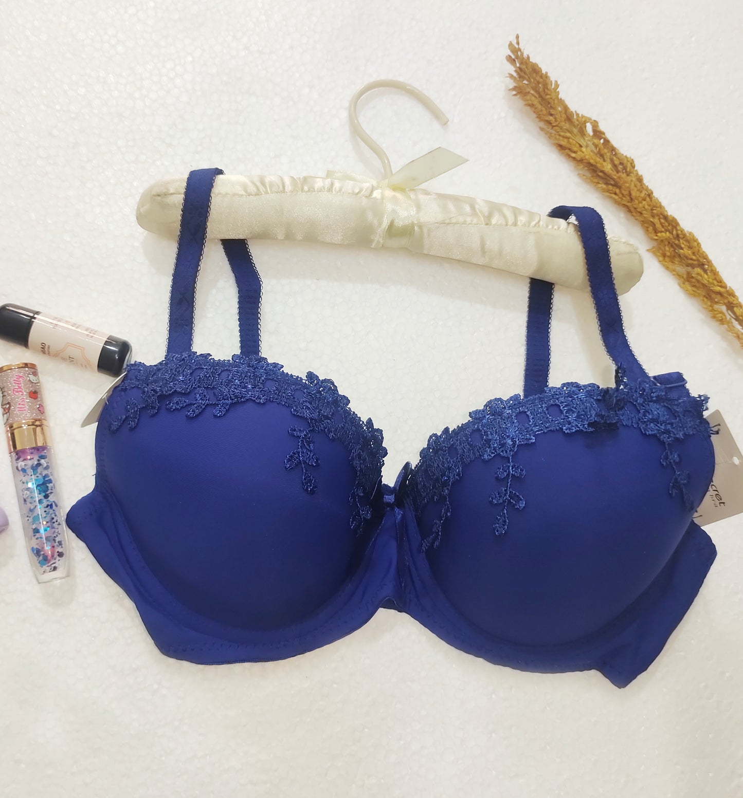 Linmart Pack of 2 Women Elegant Bra Without Wire Solid Push Up Padded Lace Sheer Soft Bra - Pushup Bra