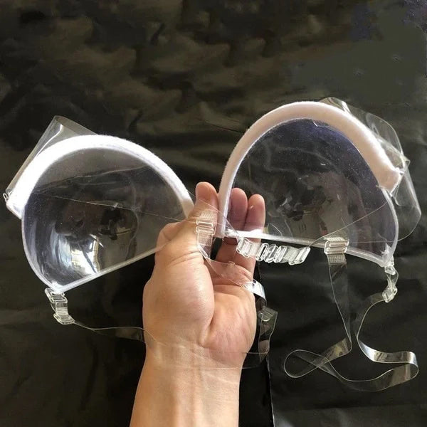 Linmart 3/4 Cup Transparent Clear Push Up TPU Bra -Strap Invisible Bra For Women And Girls - Transparent Bra