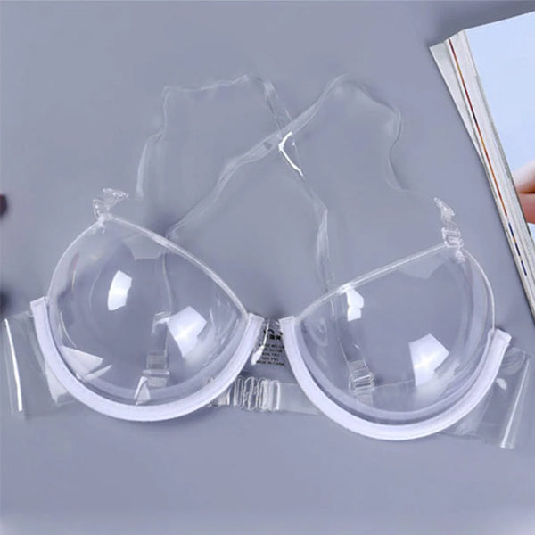Linmart 3/4 Cup Transparent Clear Push Up TPU Bra -Strap Invisible Bra For Women And Girls - Transparent Bra