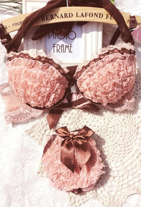 New High-Quality Front Open 2 In 1 Shoulder Straps Wired Push Up Bra And Panty Set E512
