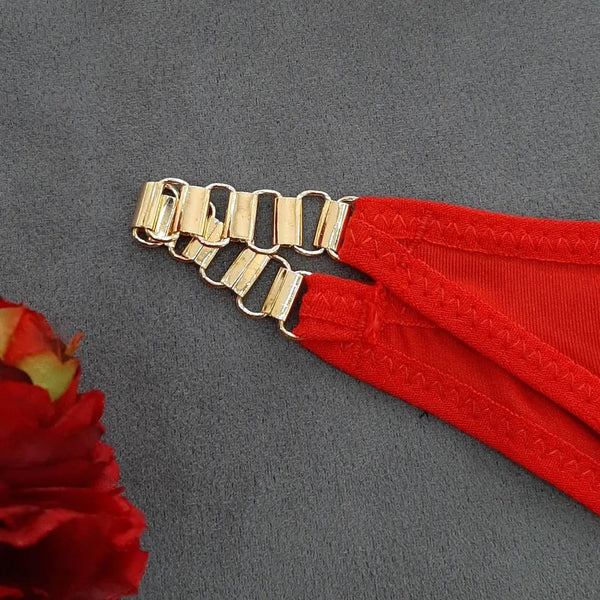 LinMart High Quality New Style Chain Straps Front Metal V buckel Bra & Panty Set 195