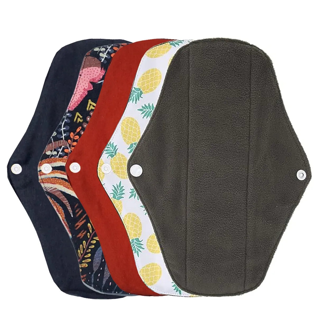 LinMart pack of 3 Washable Sanitary Pad, Reduce Gynecological Disease Reusable Sanitary Pads Snap Button Good Water Absorption for Female for Menstrual Period(M26) , pads for girls