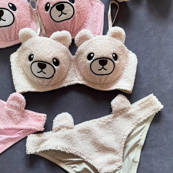New High Quality Sexy Cute Bear Anime Soft Plush Design Bra & Panty Set E0888