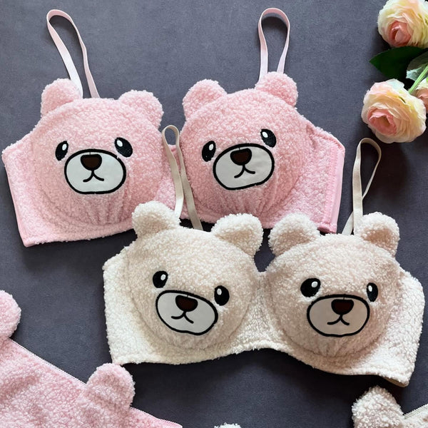 New High Quality Sexy Cute Bear Anime Soft Plush Design Bra & Panty Set E0888