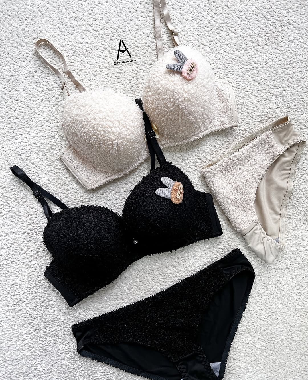 New High Quality Sexy Cute Soft Plush Design Bra & Panty Set E991