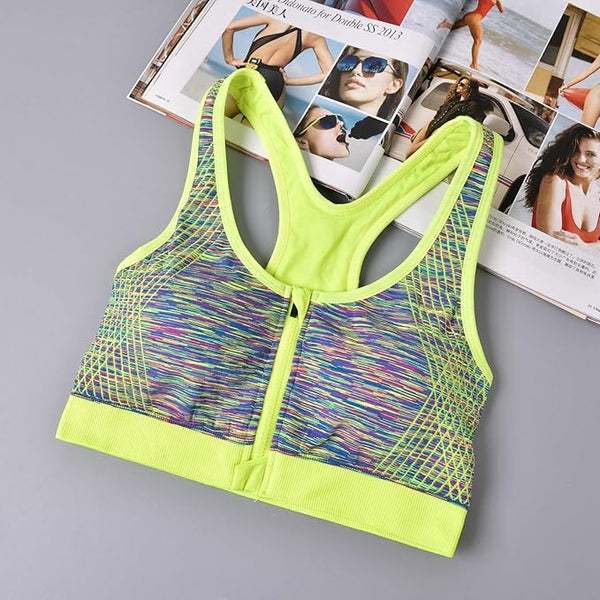 LinMart,pk Front Open Push Up Wireless Shockproof Front Zipper Sweat-Absorbing Bra, Waistcoat Sports Bra 2105