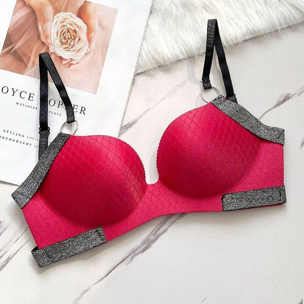 LinMart.pk Pack of 2 Cute Stylish Contrast Glitter Patti Hollow Back Light Padded Adjustable 4 Back Hook Closure Bra 3D2022