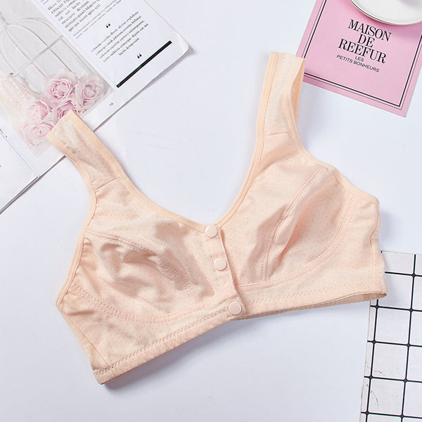 Linmart Comfortable Solid Seamless Front Button Front Open Bra-108
