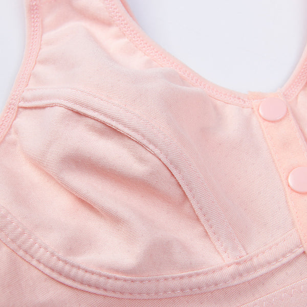 Linmart Comfortable Solid Seamless Front Button Front Open Bra-108