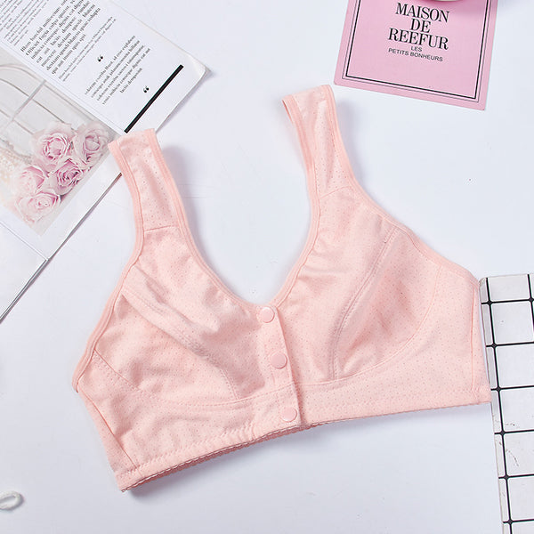 Linmart Comfortable Solid Seamless Front Button Front Open Bra-108