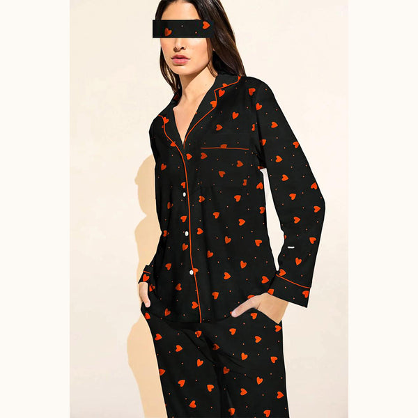 Shezaib Floral Flower Printed Linen Pajamas Sets With Free Scrunchie Sleepwear Lingerie Sets Sexy Nighty Two Pieces Set