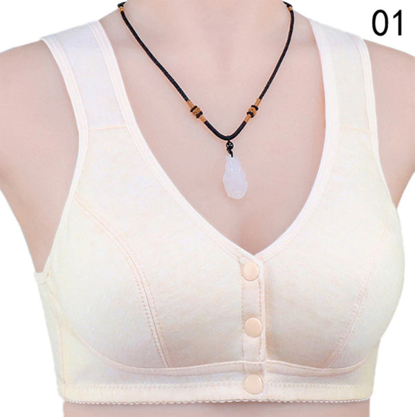 Linmart Comfortable Solid Seamless Front Button Front Open Bra-108