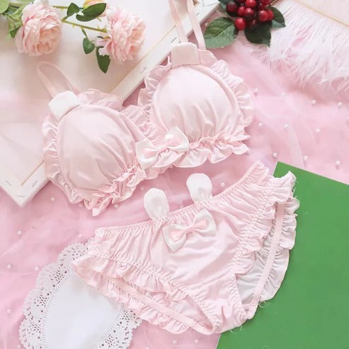 High Quality & Comfortable Cute Little White Rabbit Lolita Soft Cotton Bra & Panty Set