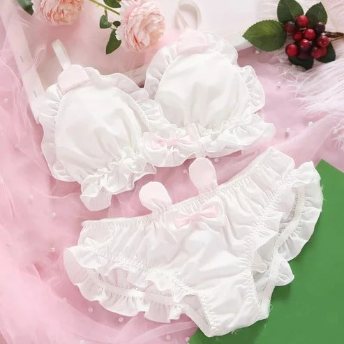 High Quality & Comfortable Cute Little White Rabbit Lolita Soft Cotton Bra & Panty Set
