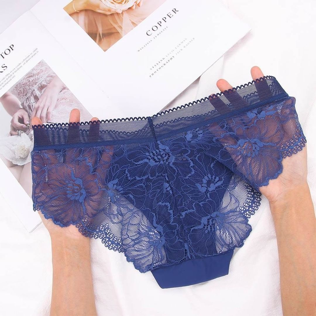 Women See-Through Lace Net Stretchable Silk Panties 777