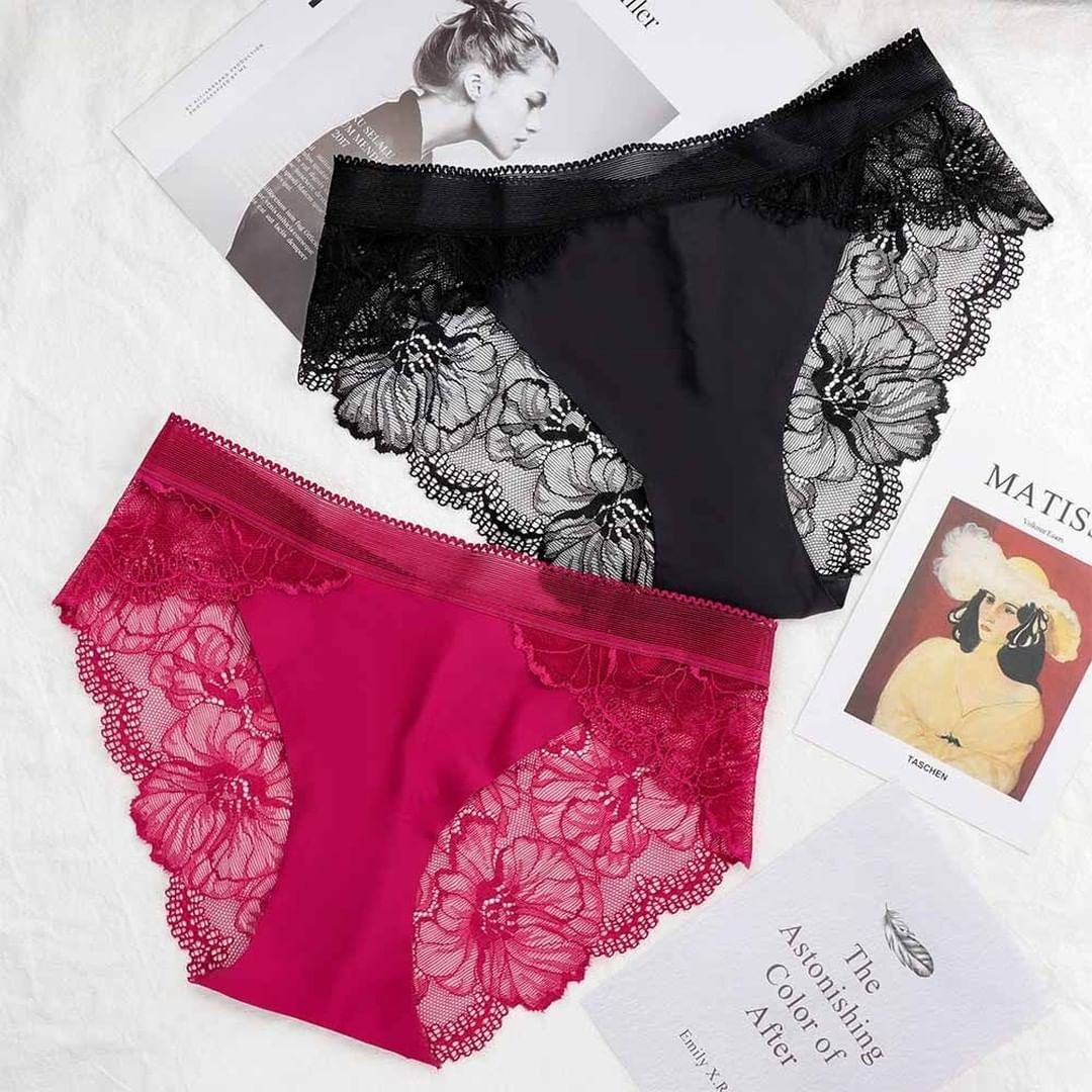 Women See-Through Lace Net Stretchable Silk Panties 777