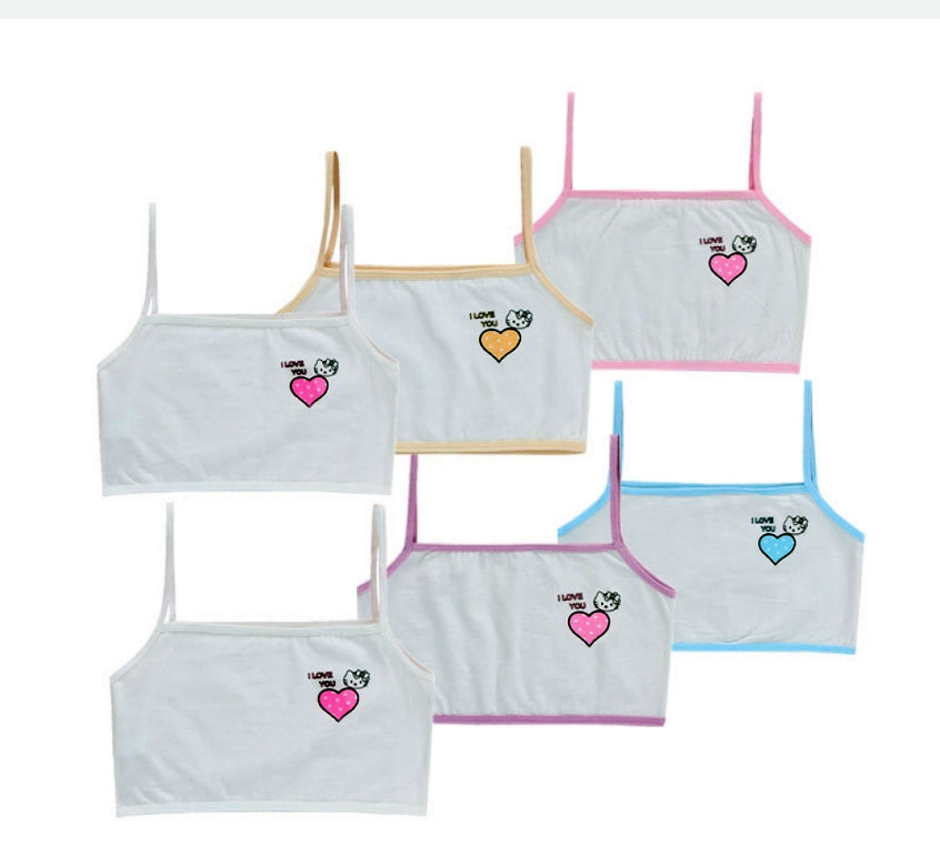 Pack Of 3 - Cotton Bra Vest For Girls Steel-Free Bra Non Padded Cartoon Vest Tank