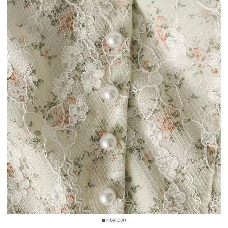 Cute Lace Flower Embroided Adjustable Straps Frill Outline Lace Crop Top