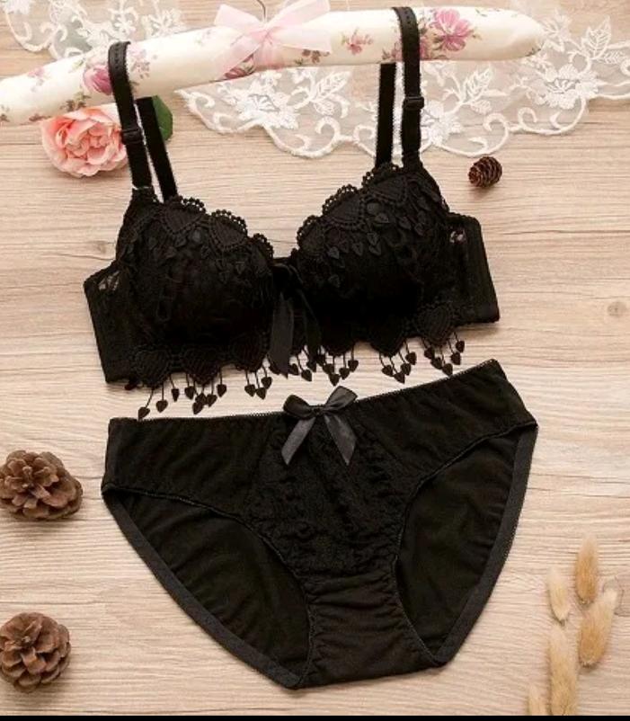 Women Lace embroidered Push Up Underwire Bra And Panty Set 018