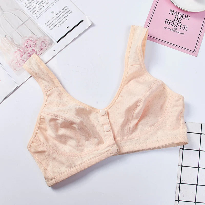Nursing Bra Comfortable Solid Seamless Front Button Front Open Bra-108