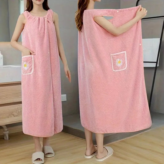 LinMART Extra Long Wearable Bath Towel Wrap for Adults, Quick Dry, Non-Shedding, Christmas Gift - 100% Polyester Unscented