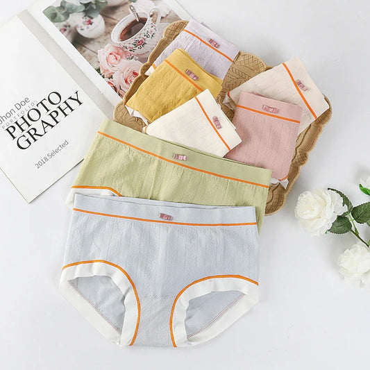 LinMart Pack Of 3 New Essential Soft Cotton Breathable Little Crotch Border Linen Panties For Girls And Women's 202