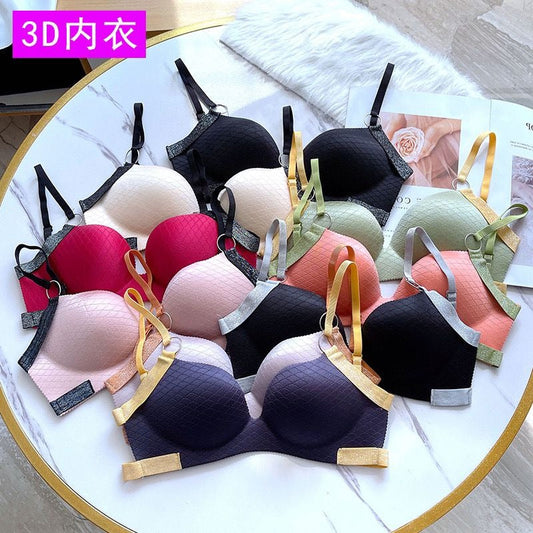 LinMart.pk Pack of 2 Cute Stylish Contrast Glitter Patti Hollow Back Light Padded Adjustable 4 Back Hook Closure Bra 3D2022