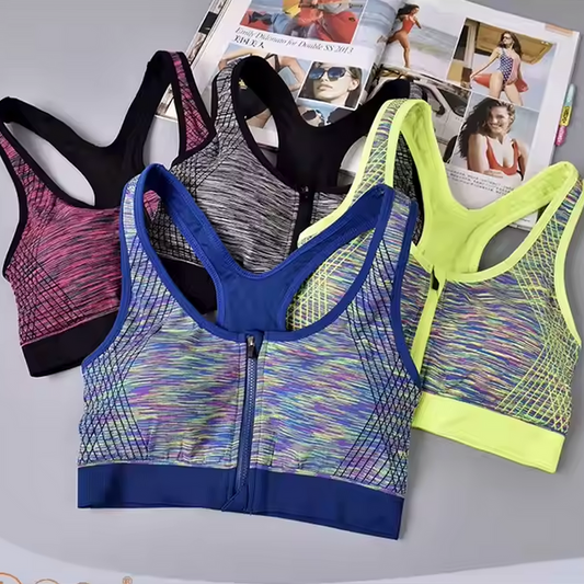 LinMart,pk Front Open Push Up Wireless Shockproof Front Zipper Sweat-Absorbing Bra, Waistcoat Sports Bra 2105