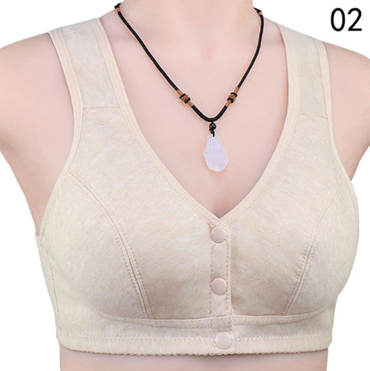 Linmart Comfortable Solid Seamless Front Button Front Open Bra-108