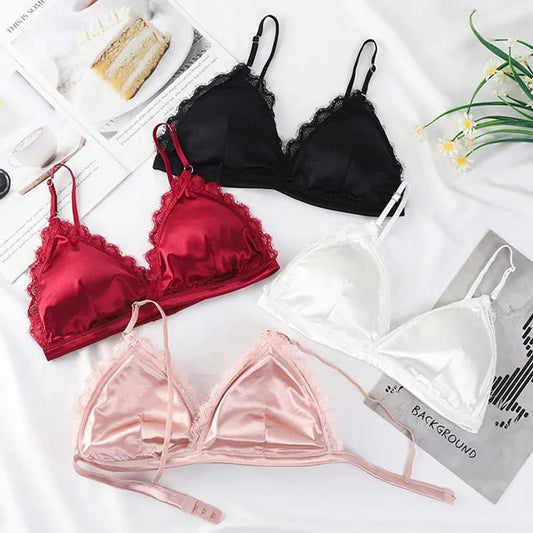 LinMart.pk Pack Of 2 Silk Outline Lace Non Wired T-Shirt Removable Padded Bra 052