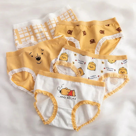 LinMart Pack Of 3 Soft Cotton Ladies Imported Comfortable Cartoon Pattern Elastic Waist Printed Panties For Girls And Women's CS09