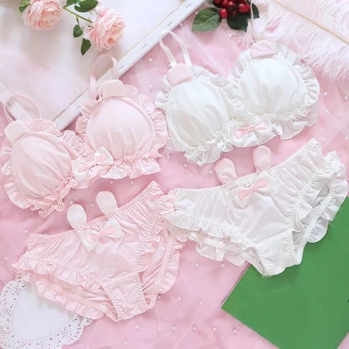 High Quality & Comfortable Cute Little White Rabbit Lolita Soft Cotton Bra & Panty Set