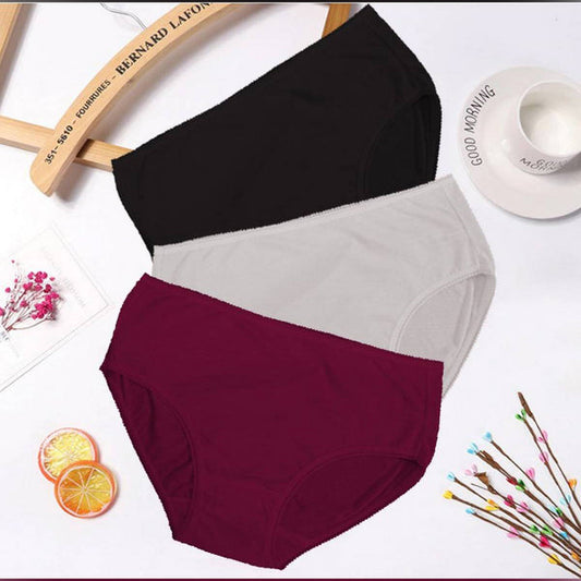 LinMart Combo Of 3 Plain 100% Cotton Panties For Women 517