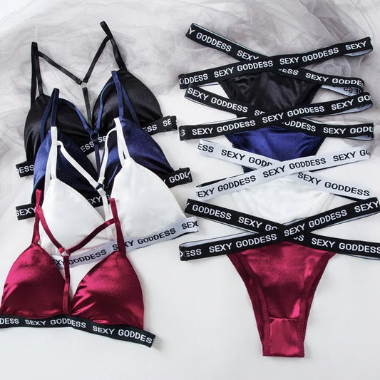 Satin Silk Bikini Style Bra And Panty Set